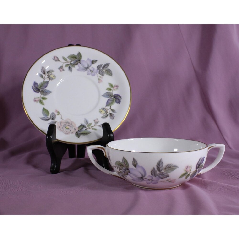 Royal Worcester June Garland 1 cup and saucer, cream soup pretty spring pastel